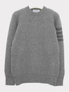 Women's 4 Bar Stripe Cashmere Pullover Knit Top Light Grey - THOM BROWNE - BALAAN 3