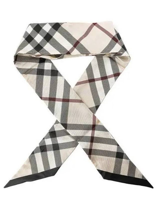 Skinny Check Silk Scarf Beige - BURBERRY - BALAAN 2