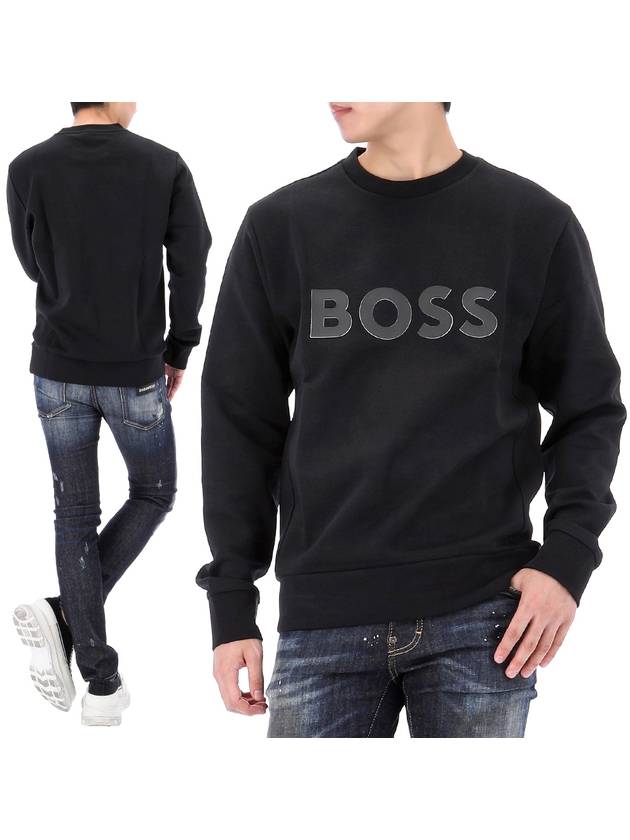 Logo Printed Cotton Sweatshirt Black - HUGO BOSS - BALAAN 2