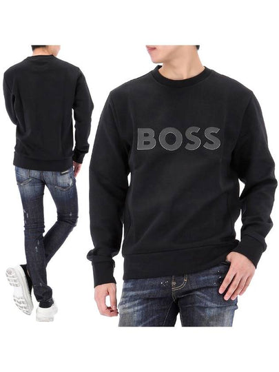 Logo Printed Cotton Sweatshirt Black - HUGO BOSS - BALAAN 2