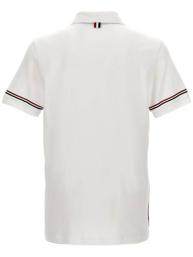 Lightweight Cotton Short Sleeve Polo Shirt White - THOM BROWNE - BALAAN 3