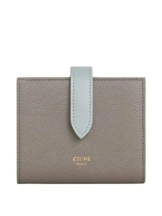 Two-Tone Small Strap Half Wallet Pebble Mineral - CELINE - BALAAN 1