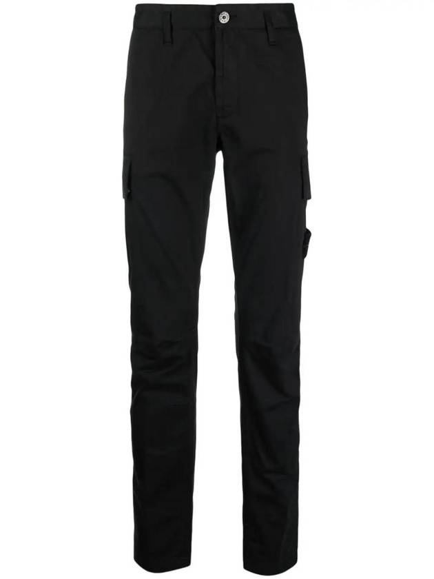 Logo Patch Cargo Straight Pants Black - STONE ISLAND - BALAAN 1