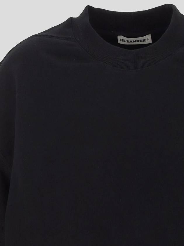 Plus Logo Patch Popover Hoodie Black - JIL SANDER - BALAAN 4