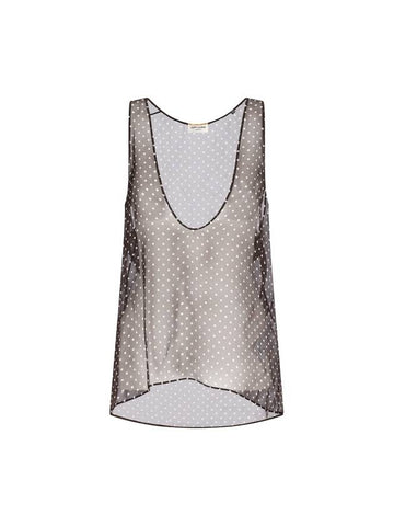 POLKA DOT SILK TANK TOP - SAINT LAURENT - BALAAN 1