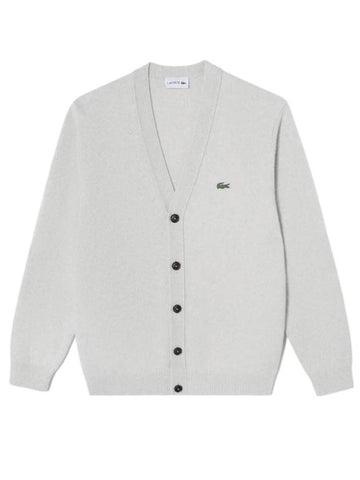 Men's Basic V-Neck Cardigan Light Grey - LACOSTE - BALAAN 1