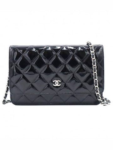 Women s Chanel A33814 Black Patent Classic Silver Chain WOC Cross Bag 20th gt Gangbuk used luxury goods - CHANEL - BALAAN 1