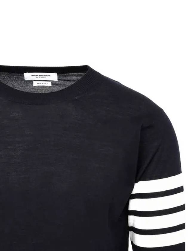 4 Bar Armband Classic Merino Wool Knit Top Navy - THOM BROWNE - BALAAN 5