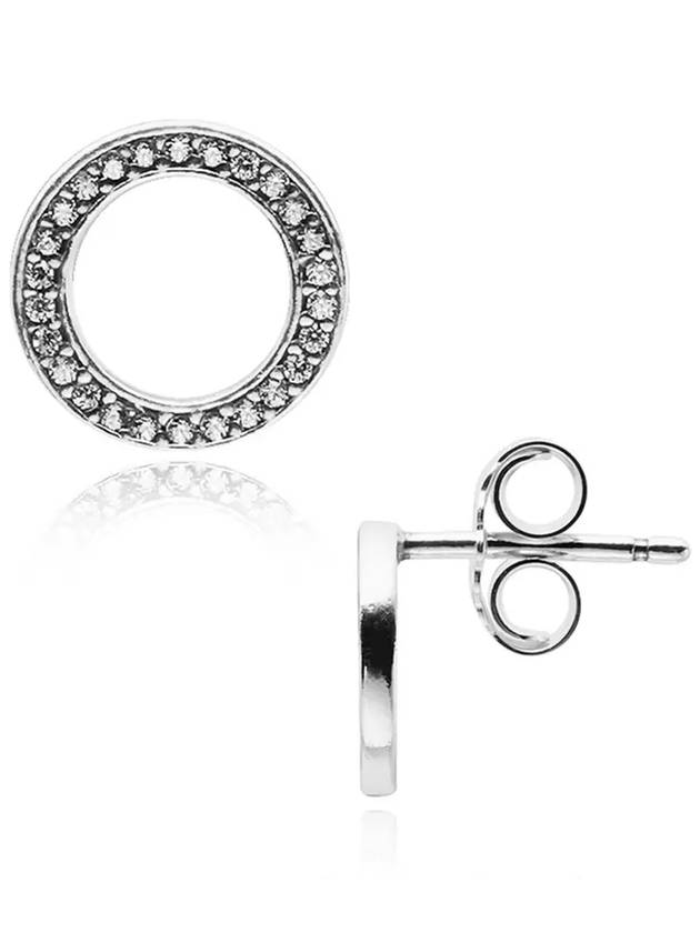 Sparkling Circle Stud Sterling Silver Earrings Silver - PANDORA - BALAAN 4