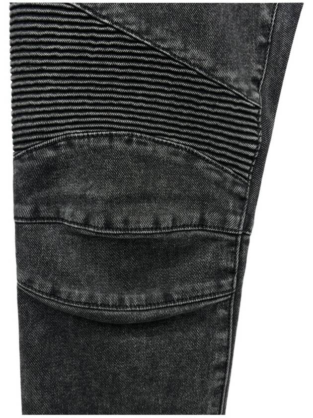 Men's Zipper Rib Slim Fit Biker Jeans Black - BALMAIN - BALAAN 4