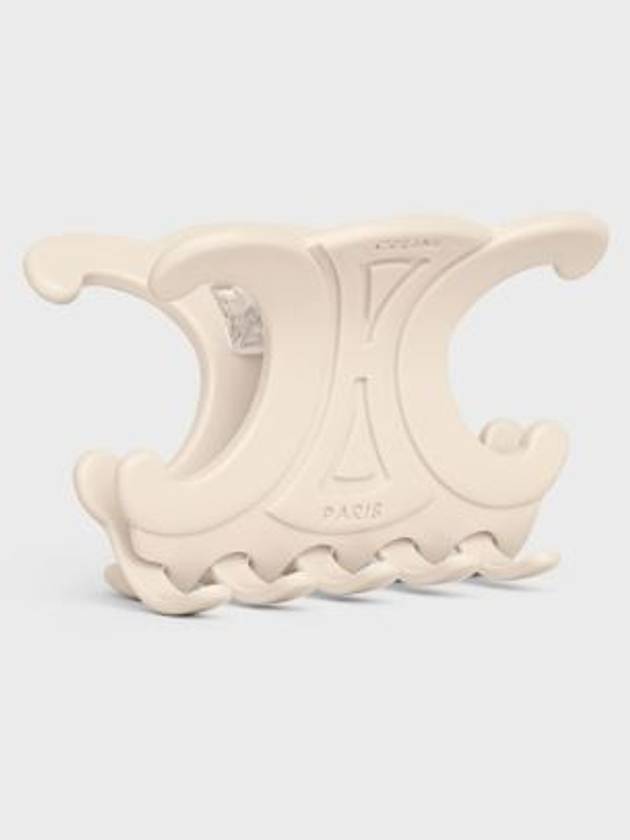 Triomphe Large Hair Claw in Acetate & Steel Ivory - CELINE - BALAAN 3