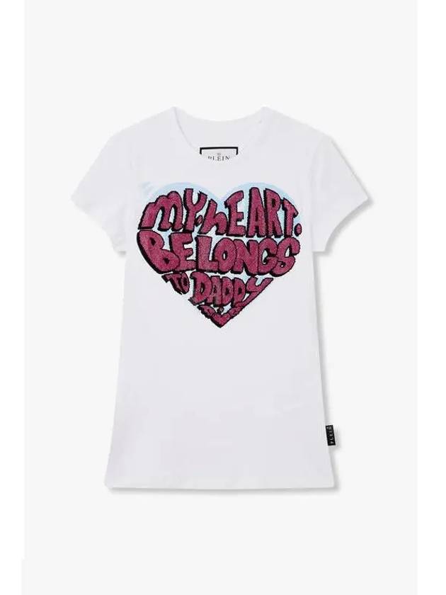 Women s Hotfix Lettering Heart T Shirt White - PHILIPP PLEIN - BALAAN 1