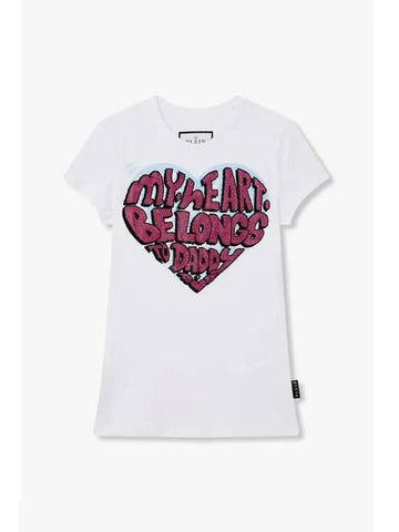 Women s Hotfix Lettering Heart T Shirt White - PHILIPP PLEIN - BALAAN 1