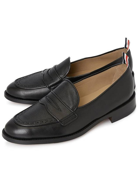 Men's Vitello Flexible Leather Sole Soft Penny Loafer Black - THOM BROWNE - BALAAN 2