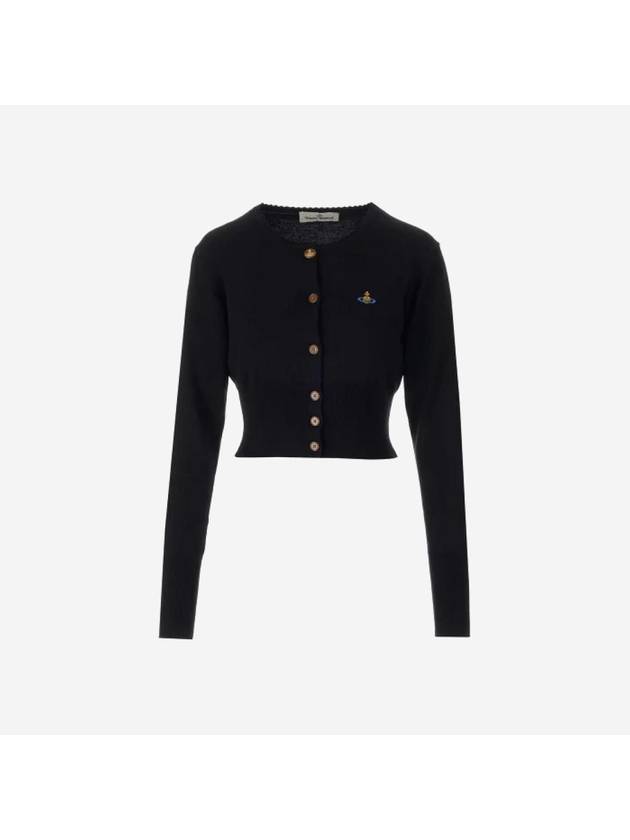 Bea ORB Embroidered Logo Crop Cardigan Black - VIVIENNE WESTWOOD - BALAAN 2