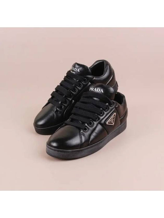 Logo Quilted Nappa Leather Low Top Sneakers Black - PRADA - BALAAN 2