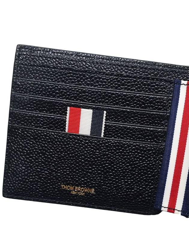 Pebble Grain Leather Half Wallet Black - THOM BROWNE - BALAAN 7