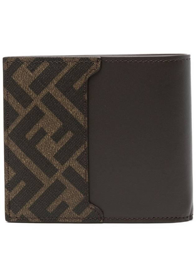 FF Square Leather Bi-Fold Half Wallet Brown - FENDI - BALAAN 4