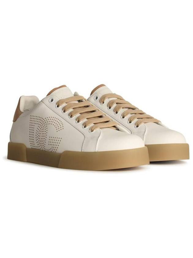 Portofino perforated DG logo low top sneakers white - DOLCE&GABBANA - BALAAN 3