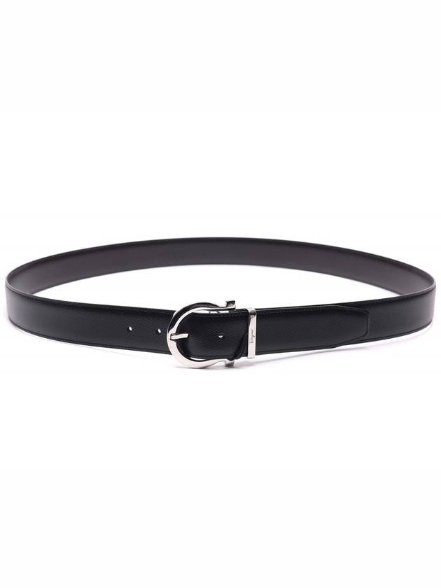 Gancini Reversible Leather Belt Black - SALVATORE FERRAGAMO - BALAAN 5