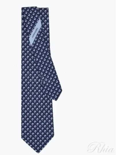 Dolphin Print Silk Tie Navy - SALVATORE FERRAGAMO - BALAAN 2