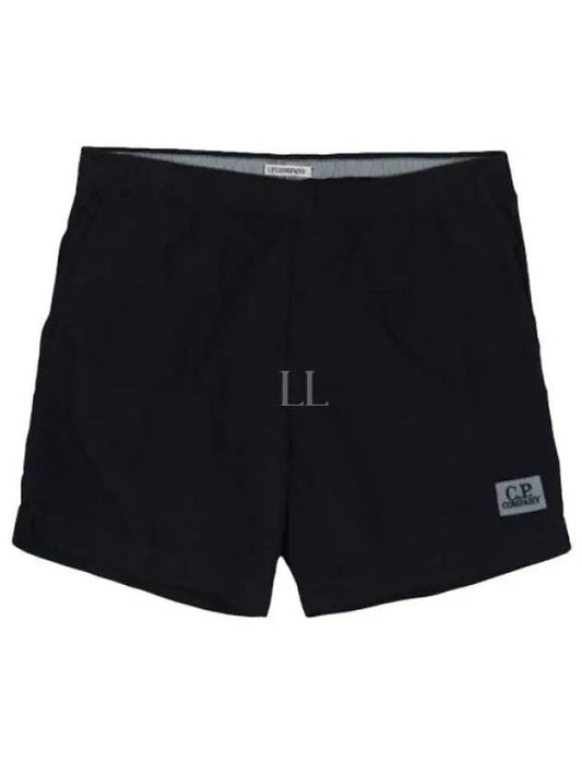 Logo Patch Flat Nylon Swim Shorts Black - CP COMPANY - BALAAN 2