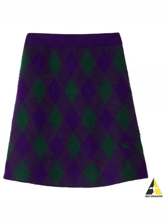 Argyle Wool A-Line Skirt Purple - BURBERRY - BALAAN 2