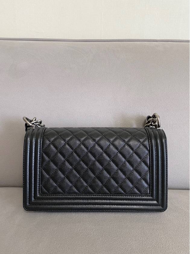 Boy Medium Caviar Cross Bag Ruthenium Metal Black - CHANEL - BALAAN 3