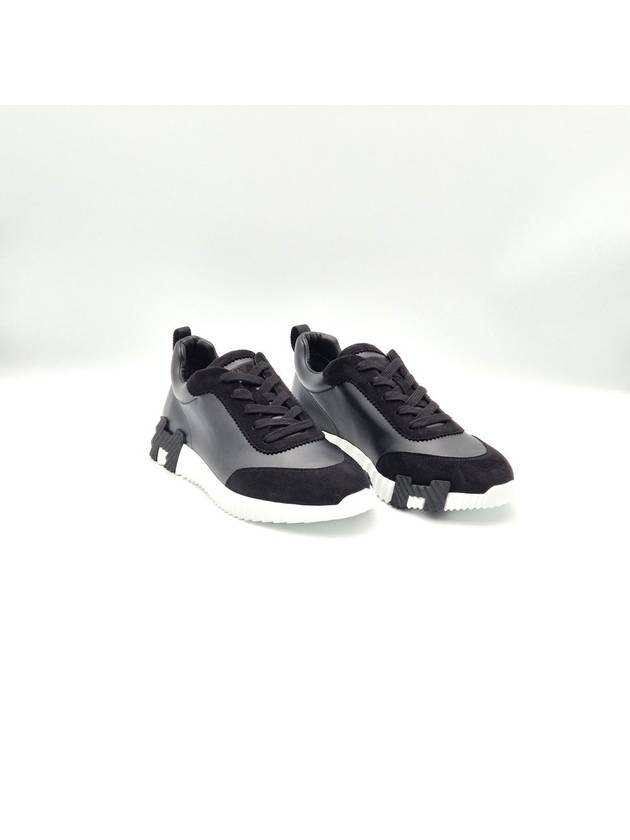 Bouncing Calfskin Suede Goatskin Low Top Sneakers Black - HERMES - BALAAN 4