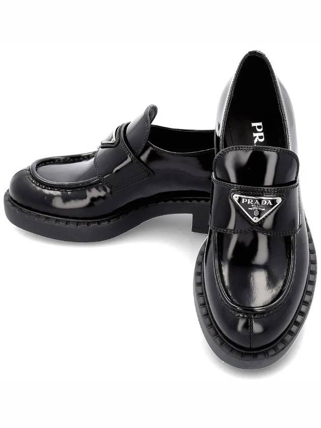 Triangle Logo Leather Loafers Black - PRADA - BALAAN 2