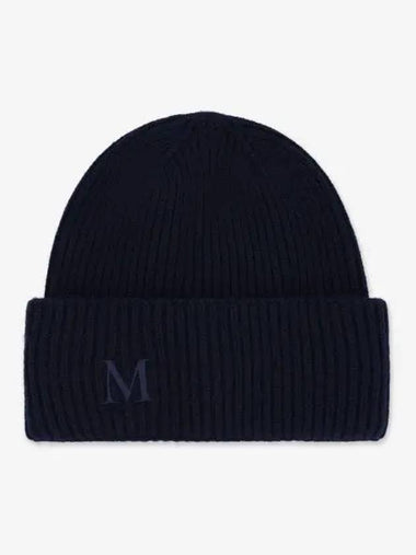 Retina Logo Embroidered Cashmere Beanie Blue - MAX MARA - BALAAN 1