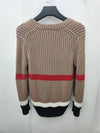 Striped V-neck Cashmere Knit Top Brown - BURBERRY - BALAAN.