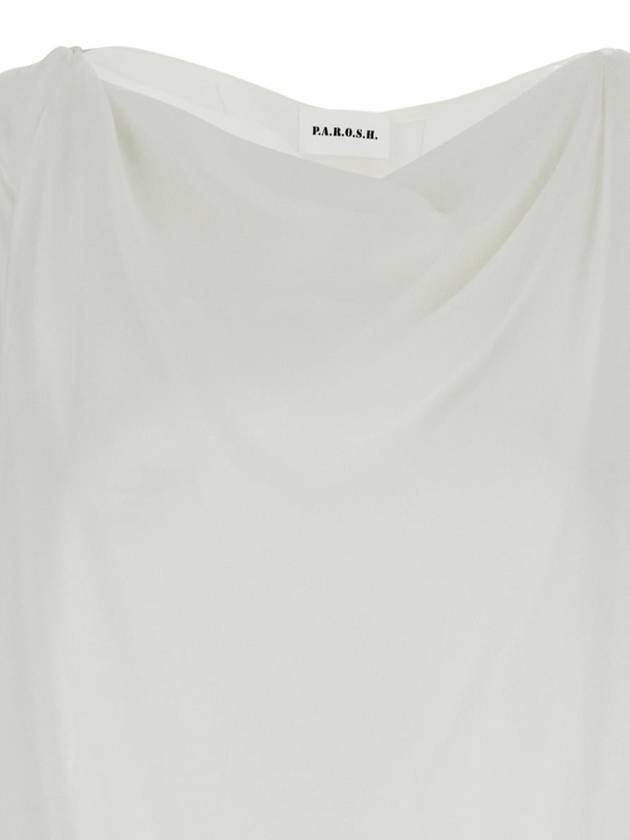 White Crewneck Sleeveless Blouse With Side Vents In Silk Woman - P.A.R.O.S.H. - BALAAN 3