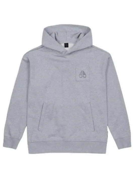 Logo Patch Hooded Gray Sweatshirt - MOOSE KNUCKLES - BALAAN 1