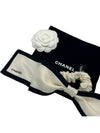 CC Ribbon Hair Scrunch Band White Black - CHANEL - BALAAN 5