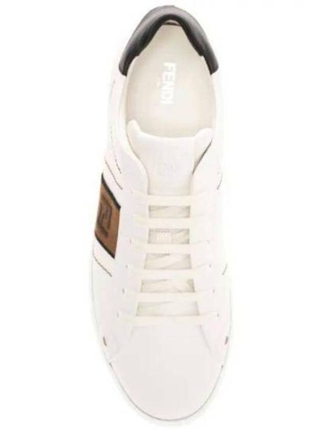 FF Logo Leather Low Top Sneakers White - FENDI - BALAAN 6