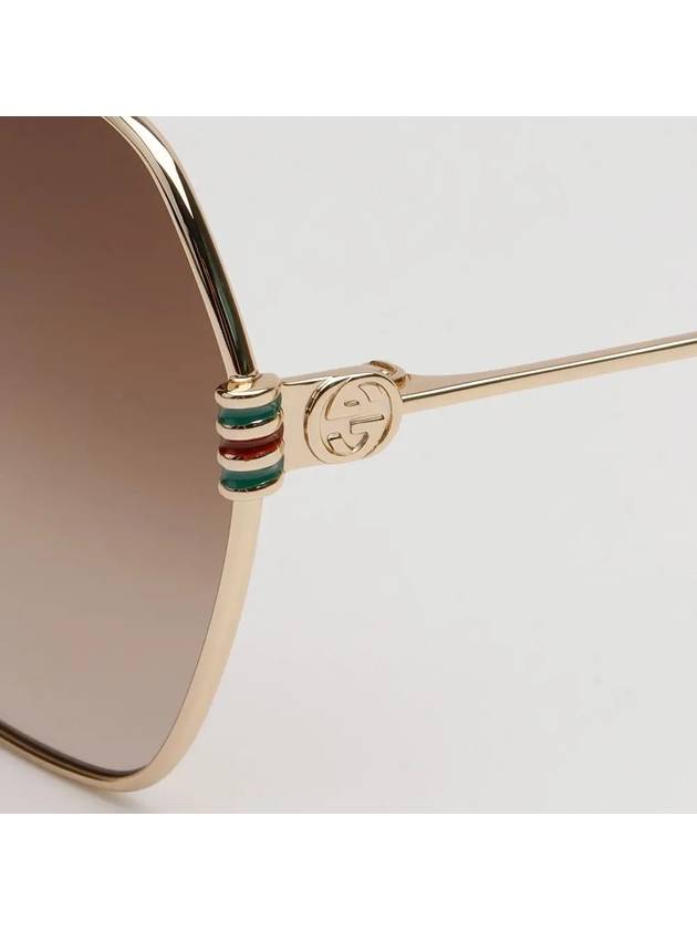 Eyewear Logo Geometric Frame Metal Sunglasses Brown - GUCCI - BALAAN 10