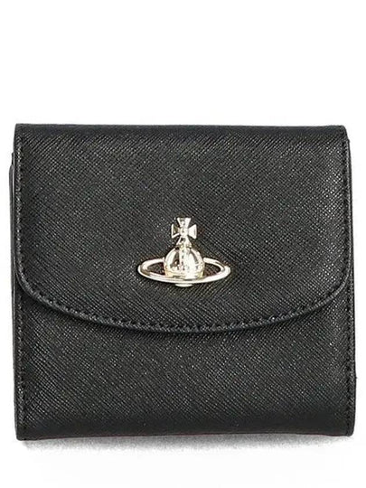 Saffiano Logo Small Half Wallet Black - VIVIENNE WESTWOOD - BALAAN 2