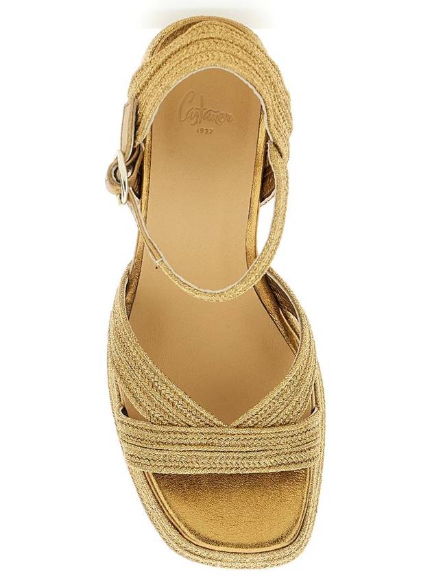 'Valle' Gold-Colored Heeled Sandals With Buckle In Metallic Fabric Woman - CASTANER - BALAAN 4