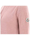 Women's Logo Patch Drawstring Hooded Knit Top Pink - MONCLER - BALAAN 5