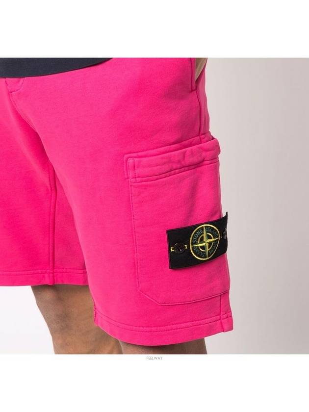 Waffen Patch  Fleece Bermuda Shorts Pink - STONE ISLAND - BALAAN 6