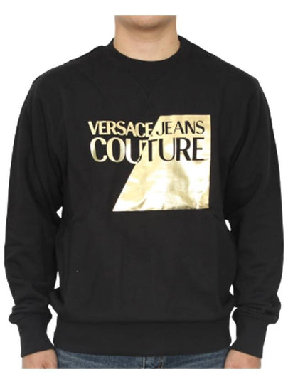 Men's Logo Gold Print Crew Neck Sweatshirt Black - VERSACE - BALAAN 2