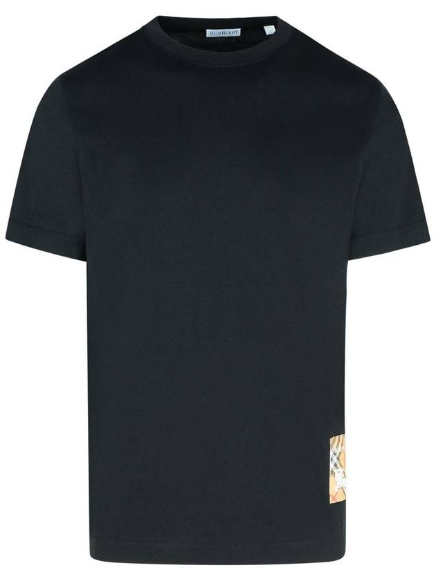 Check Label Cotton Short Sleeve T-Shirt Black - BURBERRY - BALAAN 2