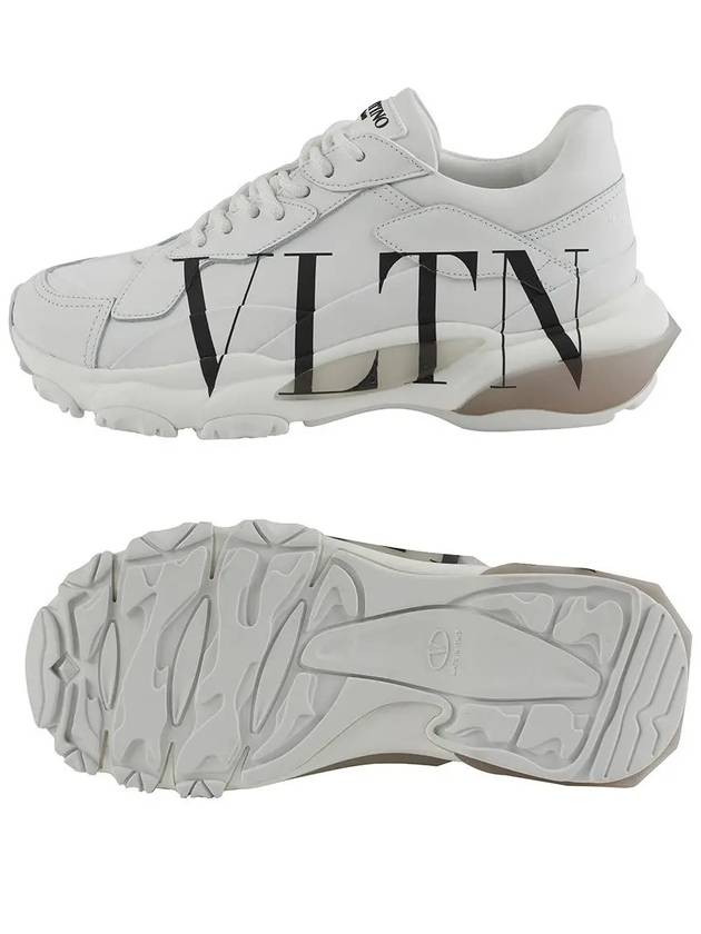 Men's Calfskin VLTN Logo Bounce Low Top Sneakers White - VALENTINO - BALAAN 7