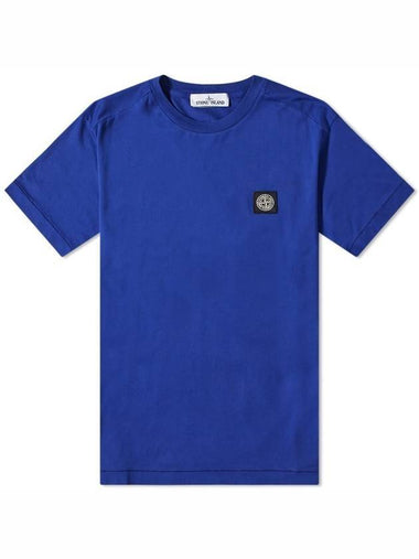 Logo Patch Short Sleeve T-Shirt Blue - STONE ISLAND - BALAAN 1