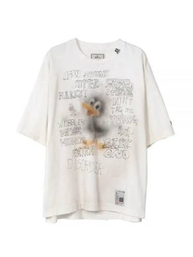 J13TS732 white duck print distressed t shirt - MIHARA YASUHIRO - BALAAN 1