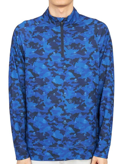 Men's Luxe Staple Camo Quarter Zipper Long Sleeve T-Shirt Blue - G/FORE - BALAAN 2