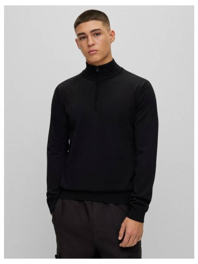 Embroidered Logo Virgin Wool Turtleneck Black - HUGO BOSS - BALAAN 3