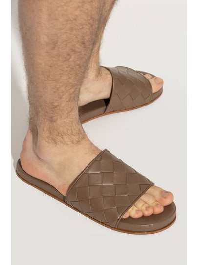 Bottega Veneta Leather Slides, Men's, Brown - BOTTEGA VENETA - BALAAN 2