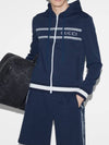 Logo Stripe Print Zip Up Hoodie Midnight Blue - GUCCI - BALAAN 6